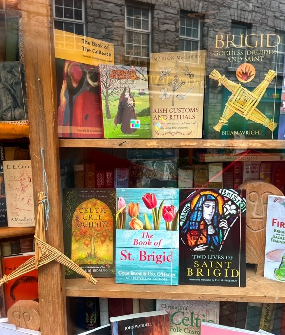 Charlie Byrne’s Bookshop Galway: A Book Lover’s Stop on Middle Street St Brigid’s Day window display at Charlie Byrne’s Bookshop, Galway