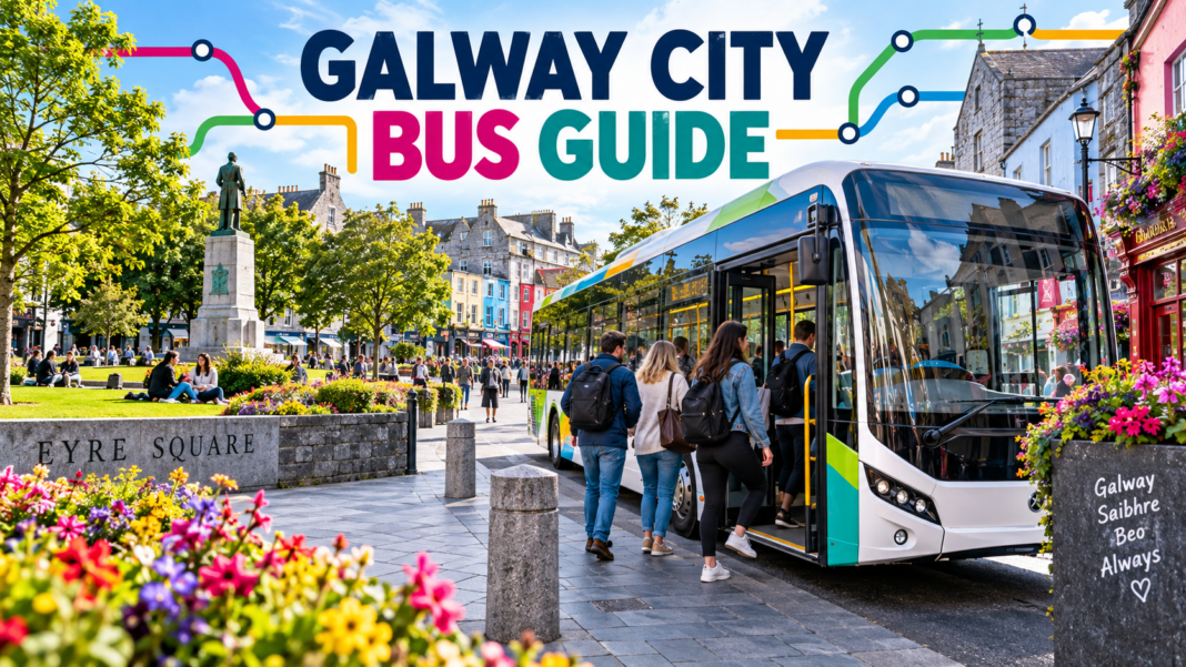 Galway City Bus Guide: Routes, Fares and Local Tips Passengers boarding a local Galway city bus near Eyre Square