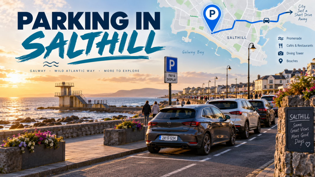 Parking in Salthill: Promenade and Beach Visitor Guide Parking in Salthill beside Galway Bay and the diving tower