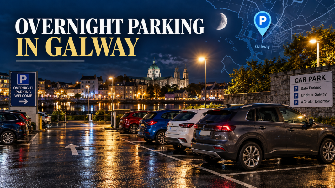 Overnight Parking in Galway: Avoid an Expensive Surprise Cars parked overnight in an illuminated Galway car park