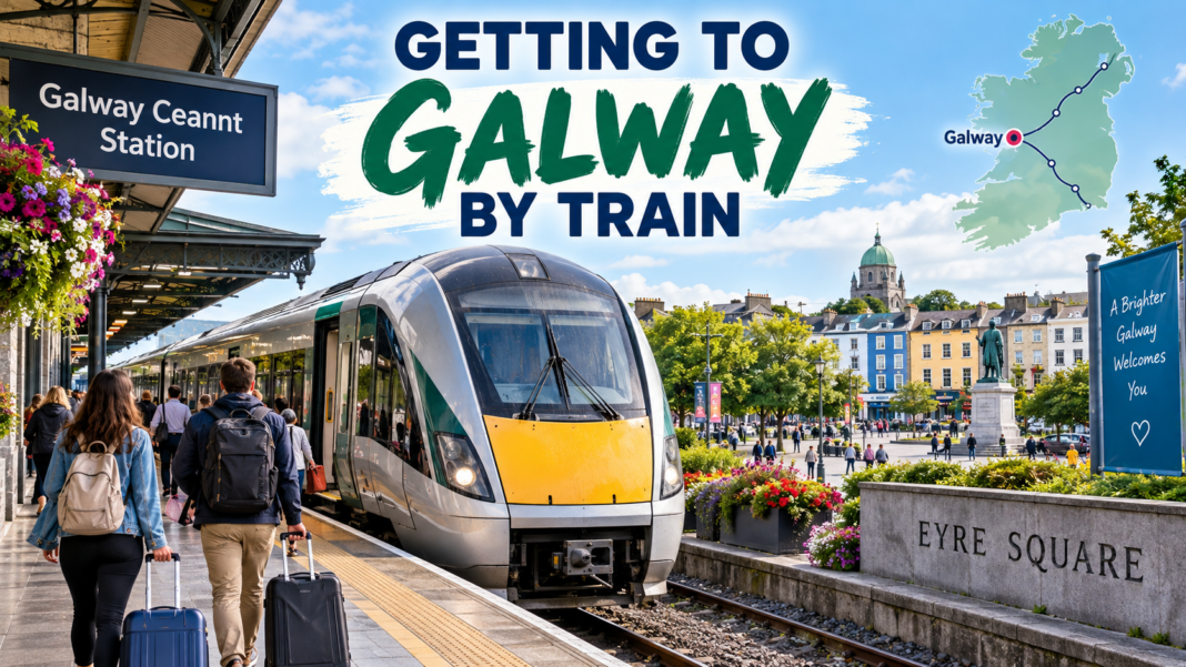 Intercity train arriving at Galway Ceannt Station