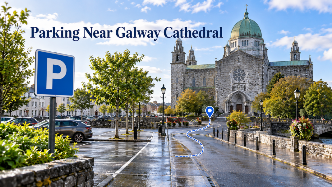 Parking Near Galway Cathedral: Visitor Guide Parking near Galway Cathedral with the cathedral and map marker