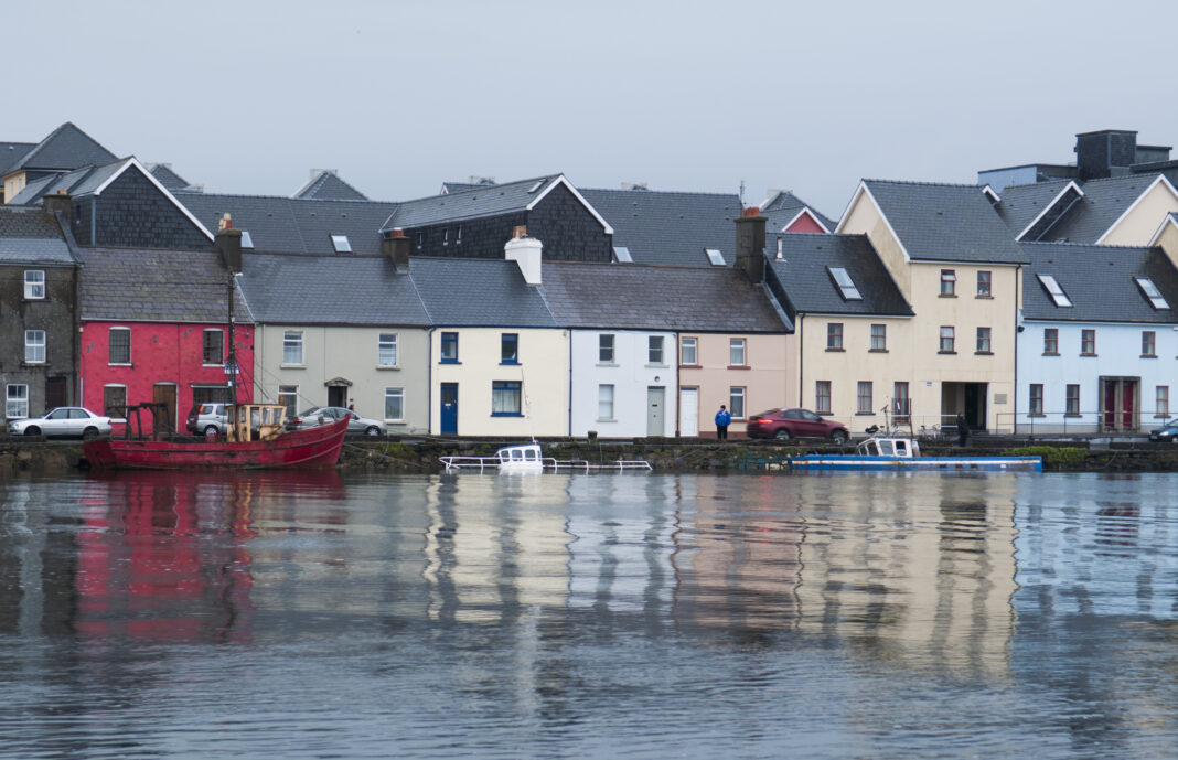 Galway City's colourful Long Walk beside the River Corrib