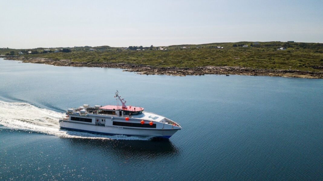 Aran Islands and Cliffs of Moher from Galway: Is a Combined Cruise Right for You? An Aran Island Ferries passenger vessel sailing beside the west coast