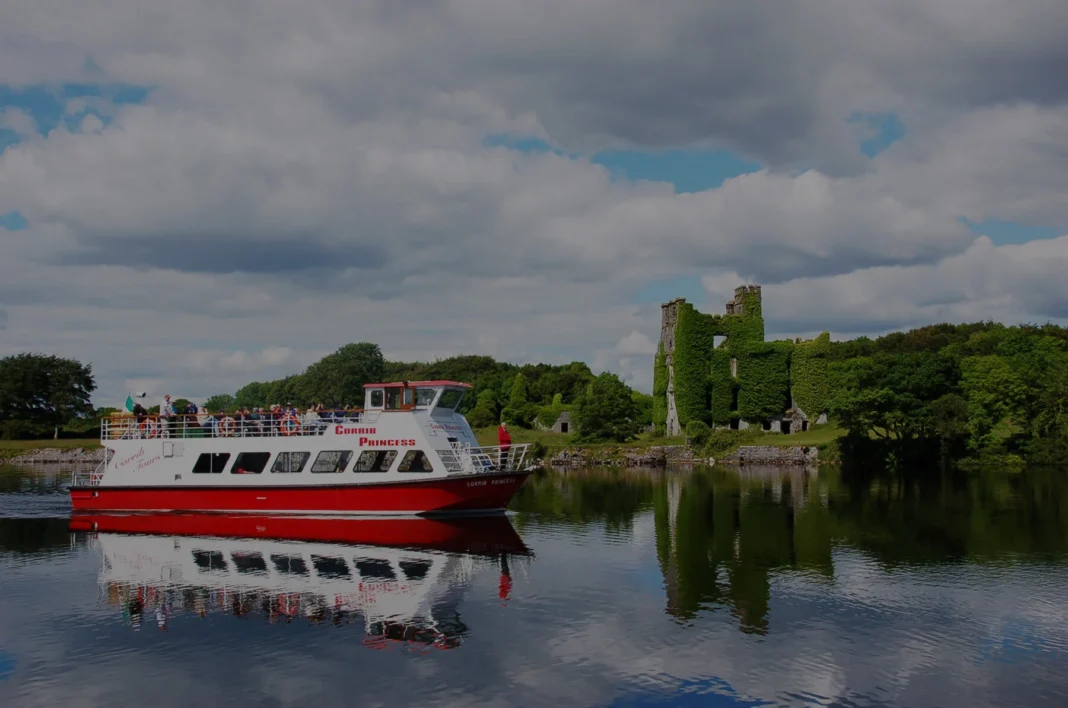 Corrib Princess Galway: A River Cruise from Woodquay to Lough Corrib Corrib Princess sightseeing boat on the River Corrib beside Menlo Castle