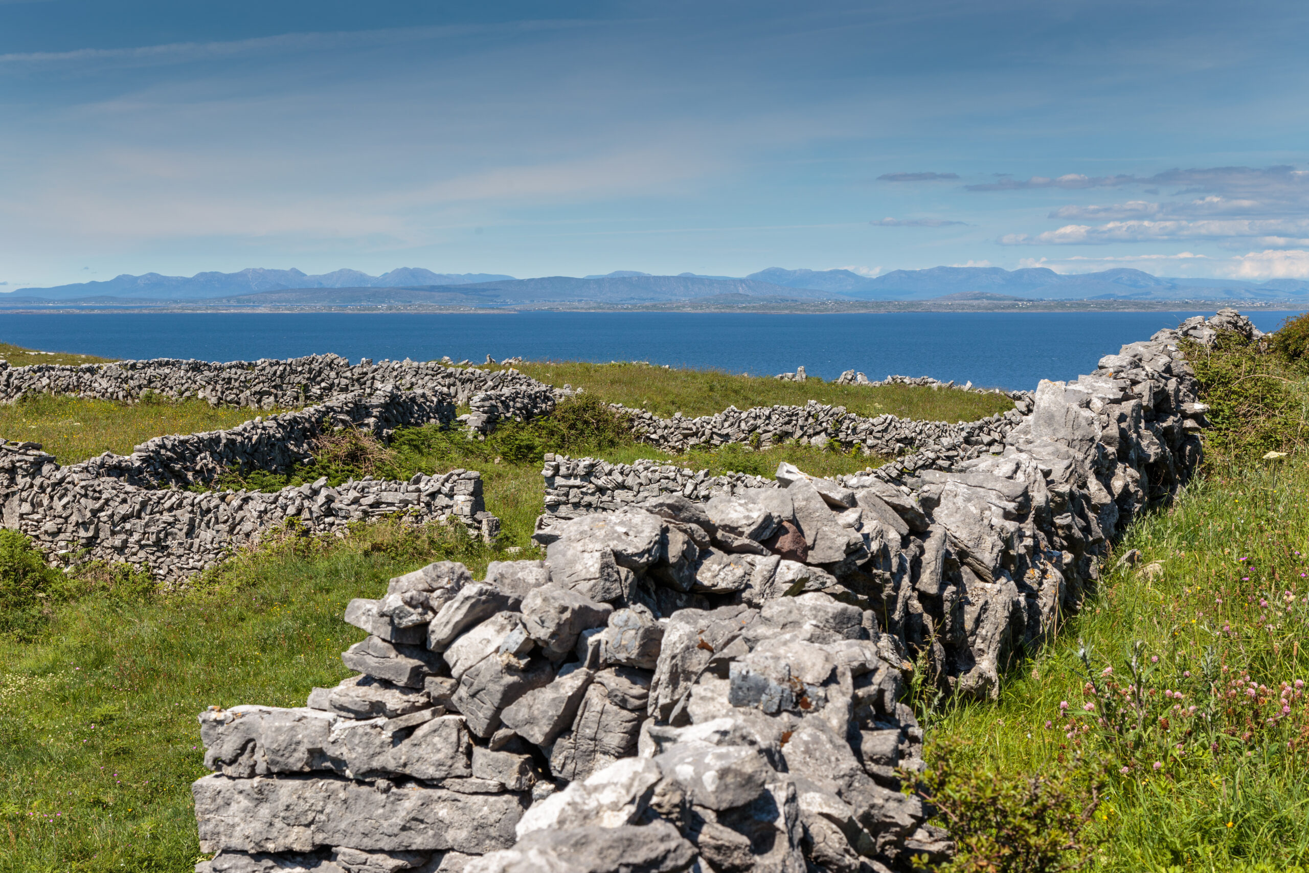 Stone walls and road on Inis Mór